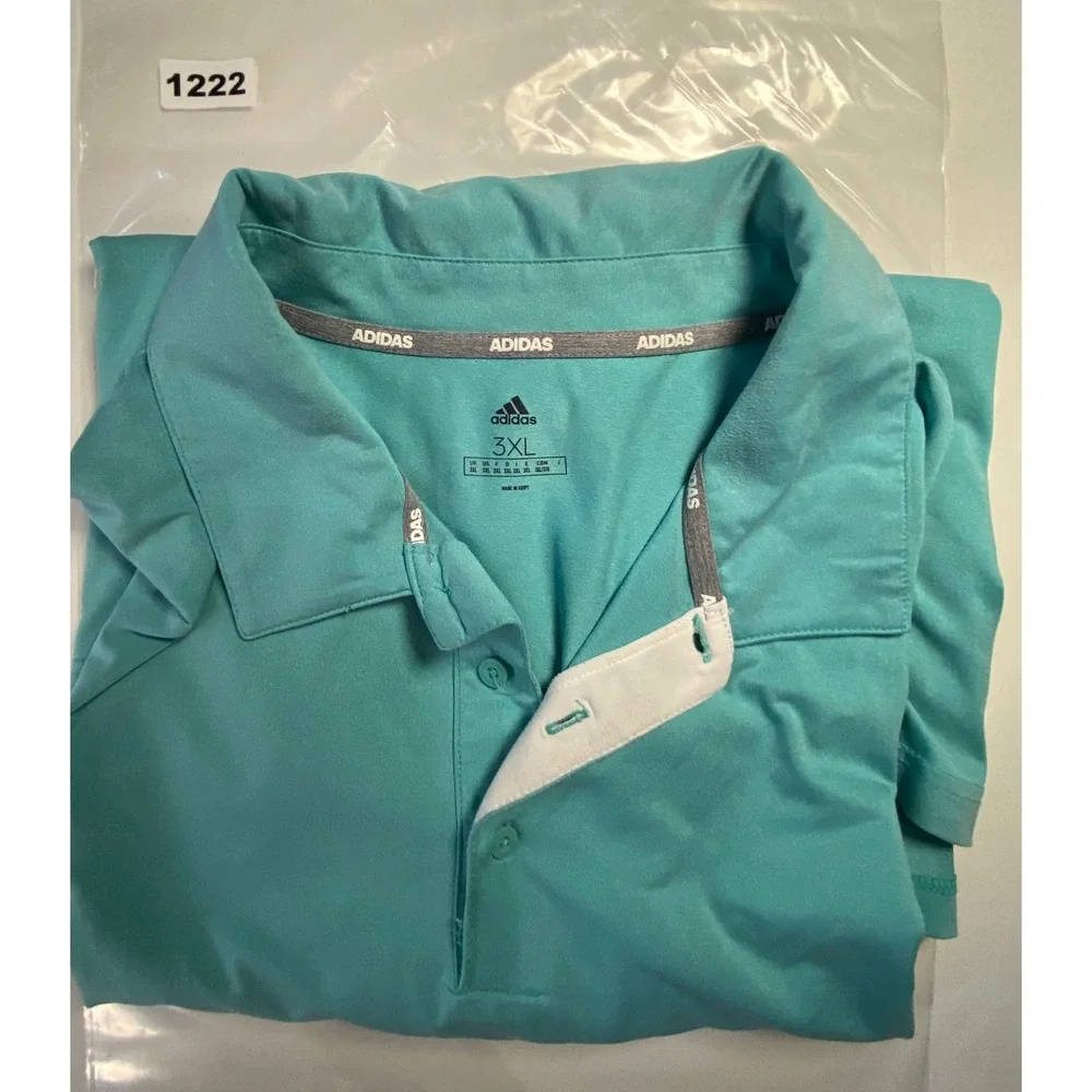 Adidas Mens 3XL Polo Shirt Teal Green Short Sleeve Golf Athletic Performance‎